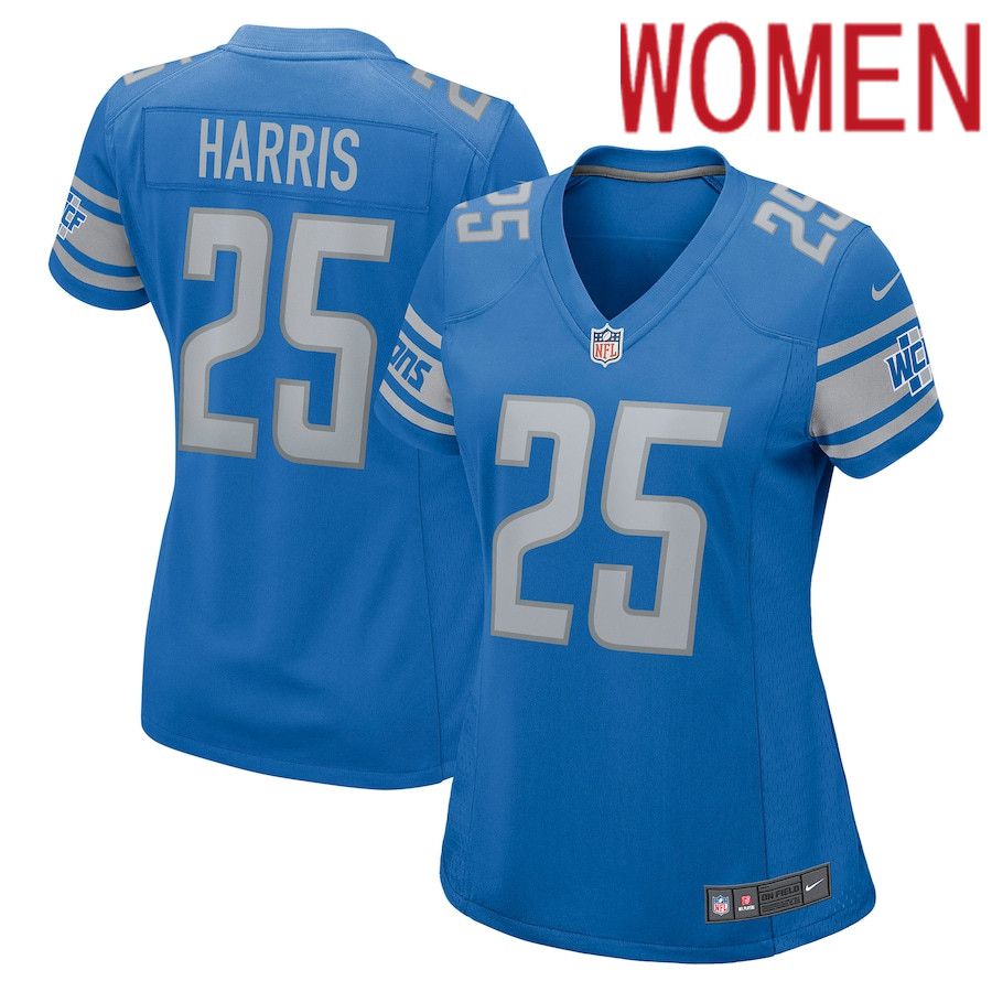 Women Detroit Lions 25 Will Harris Nike Blue Game NFL Jersey